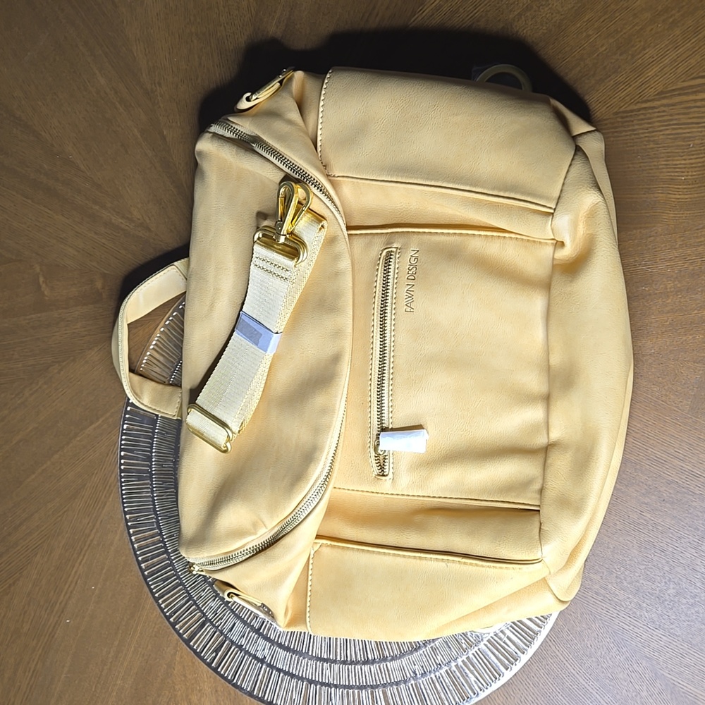Fawn Design The Original Diaper Bag Pale Yellow NWOT